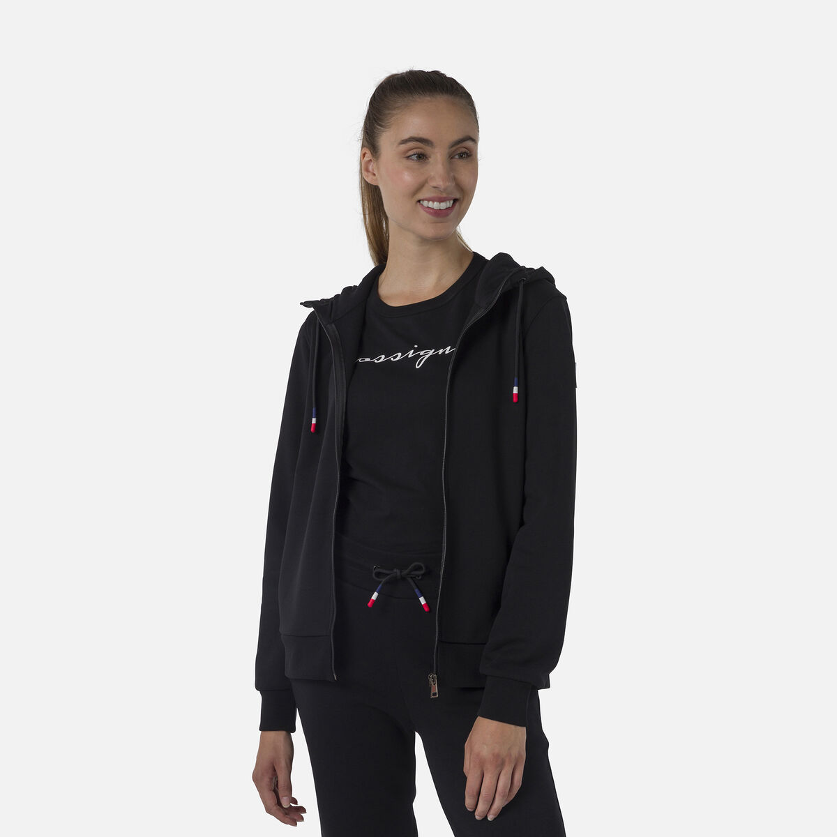 Logo Damensweatshirt mit Kapuze und durchgehendem Reißverschluss