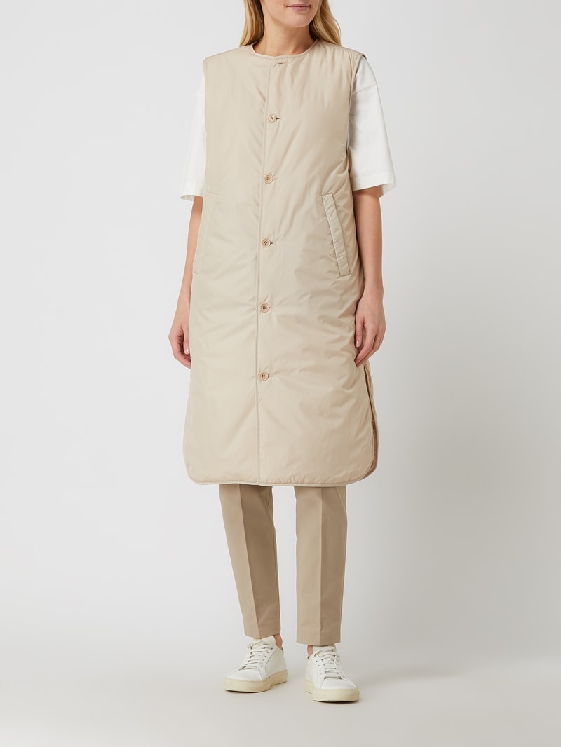 Steppweste mit Knopfleiste - beidseitig tragbar in beige