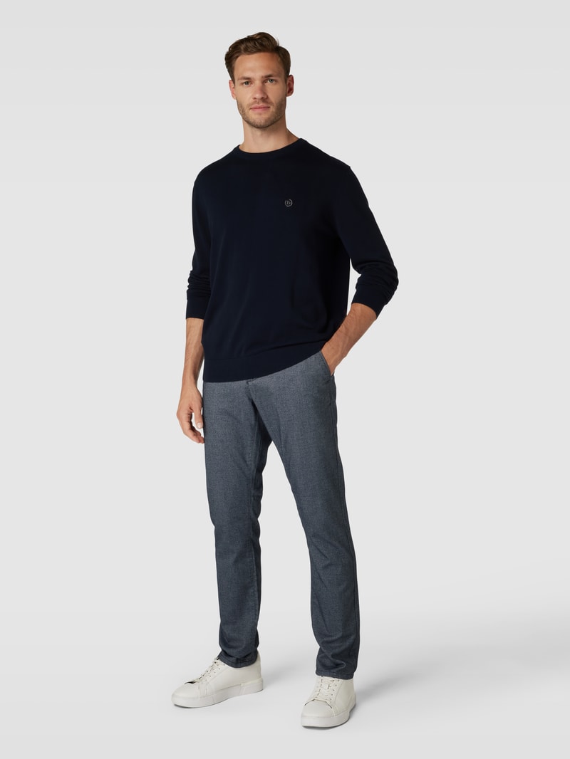 Stoffhose mit Strukturmuster in blau