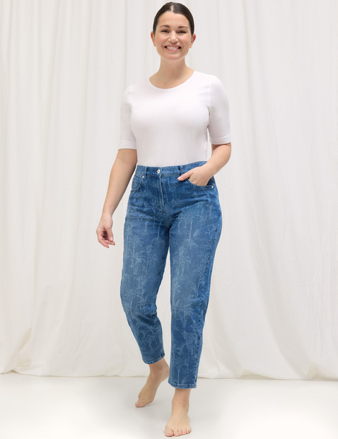 Jeans KEY꞉LA MOM FIT mit tropischem Muster