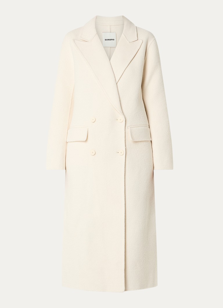Cappotto doppiopetto Sandro in misto lana con tasche a patta
