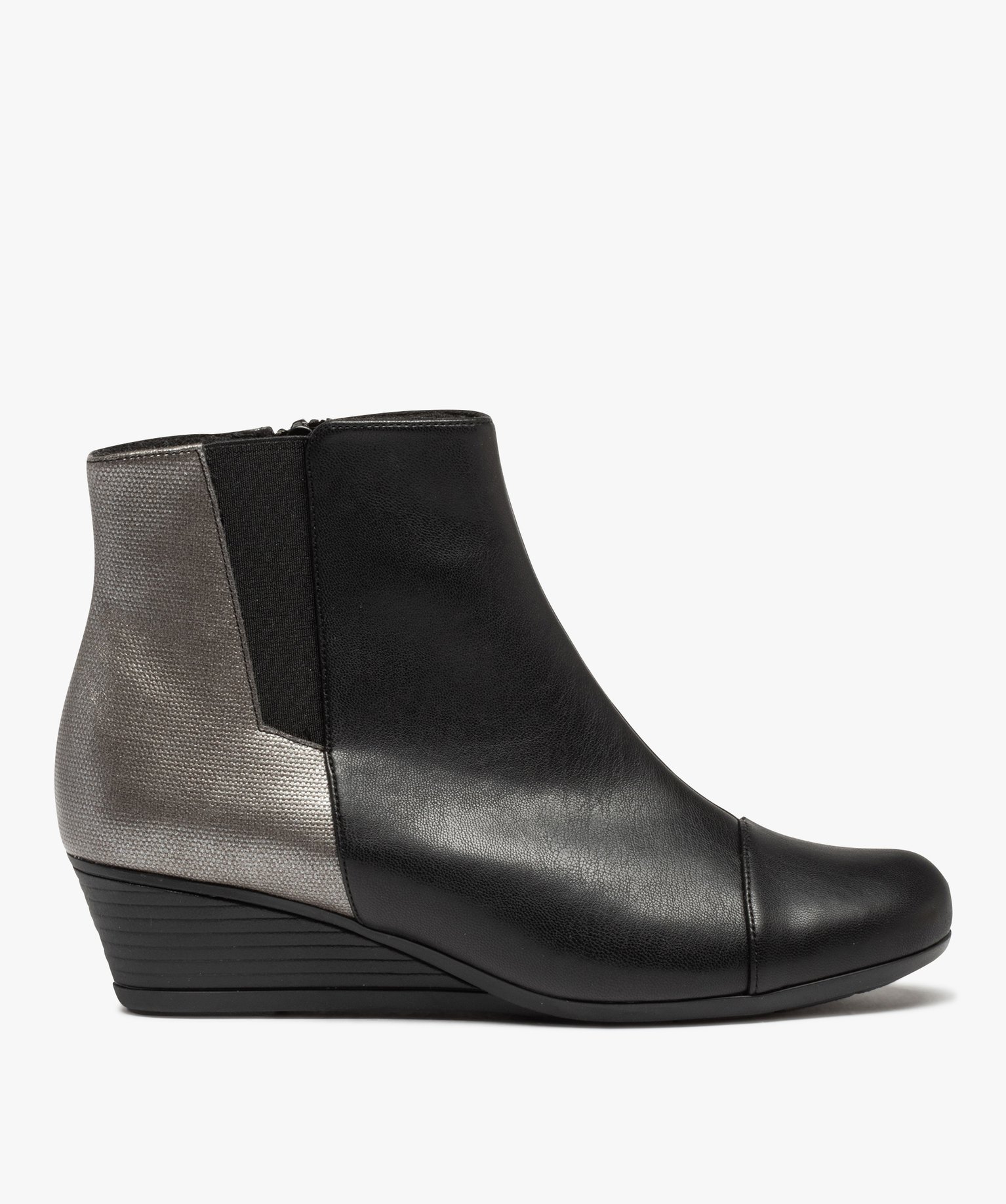 Boots femme confort à talon compensé noir | GEMO