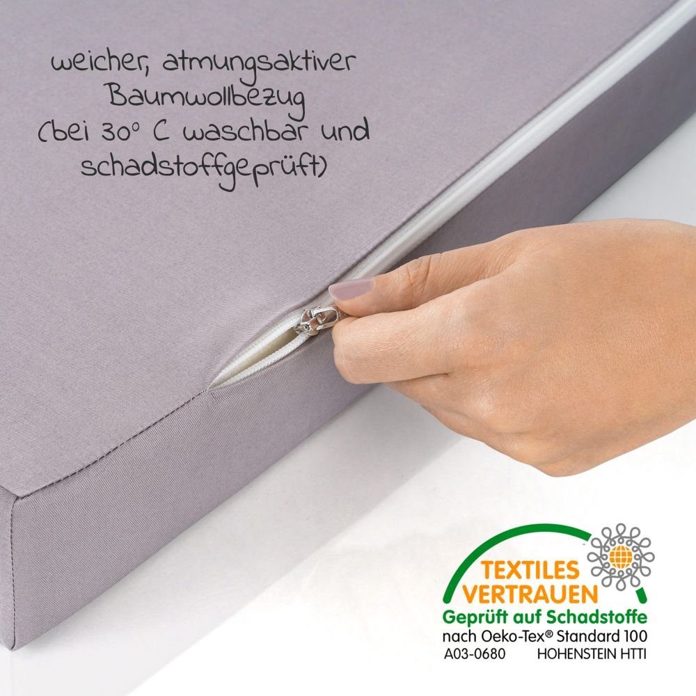 Hauck Baby-Reisebett Play'n Relax Center - Quilted Grey, 7-tlg., mit Matratze, Moskitonetz, Neugeborenen-Einsatz, Wickelauflage