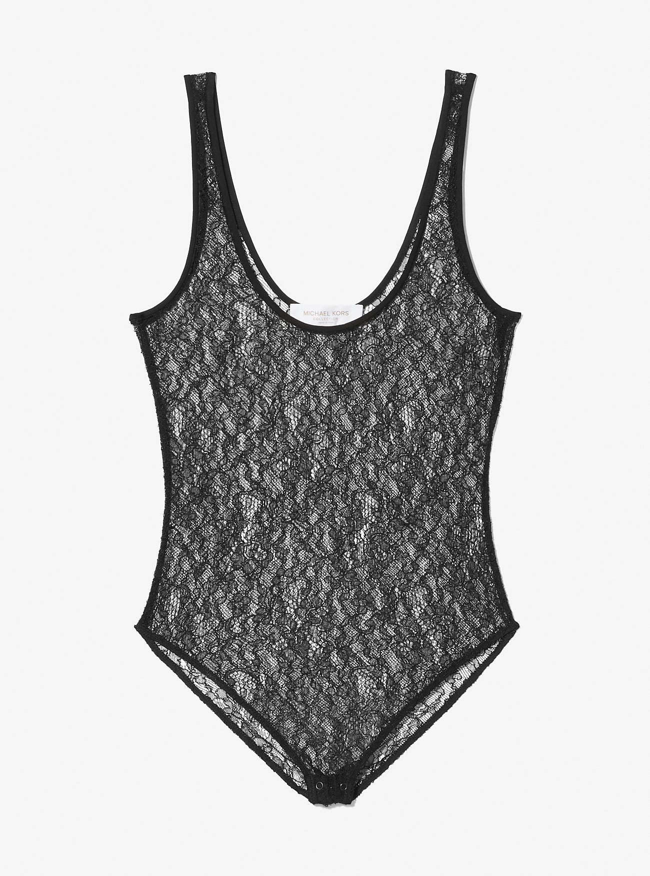 Elastyczne body z koronki Chantilly - CZARNE