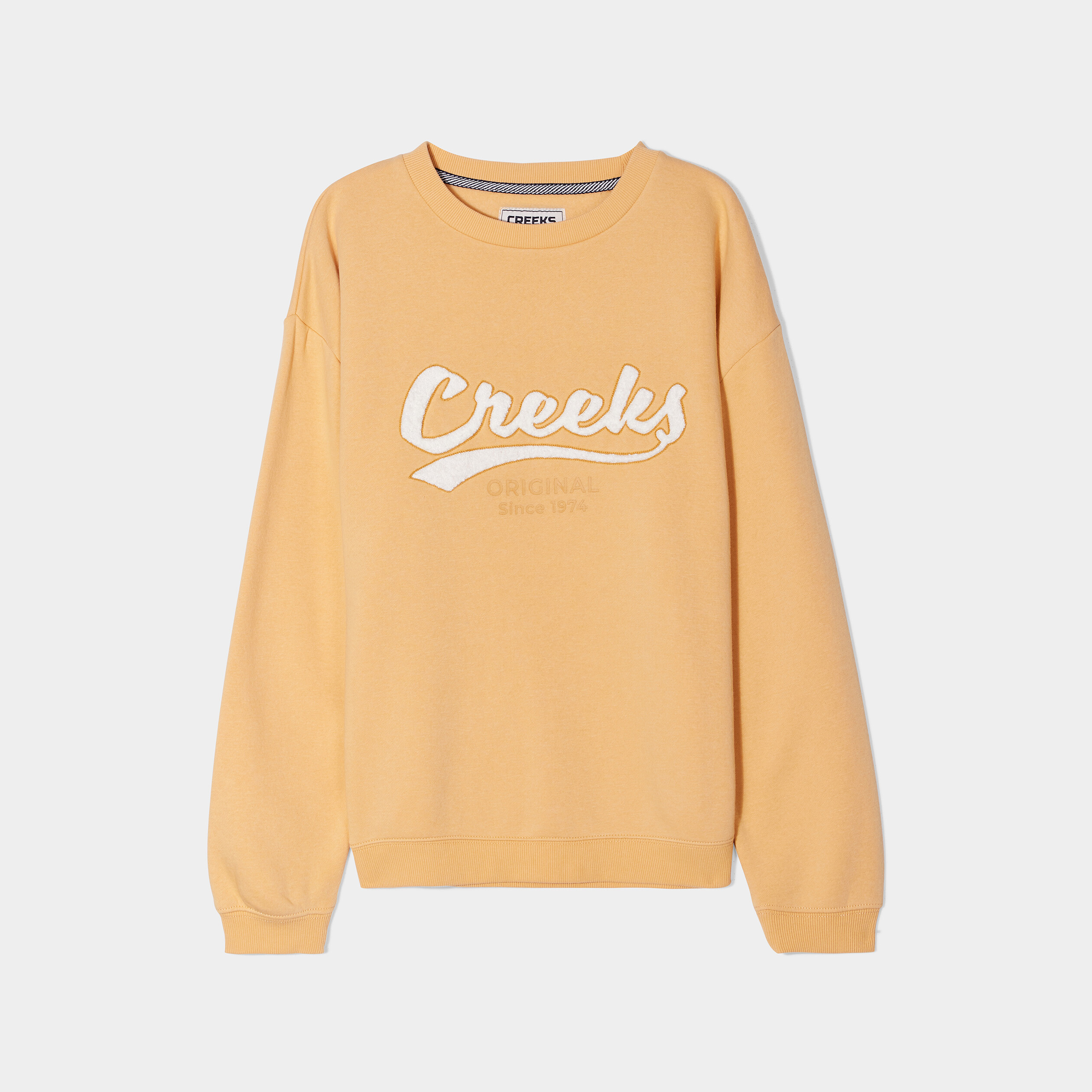 Sweat col rond manches longues Creeks jaune or femme | La Halle