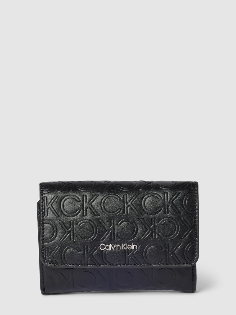 Portemonnaie mit Allover-Logo Modell 'MUST' in schwarz