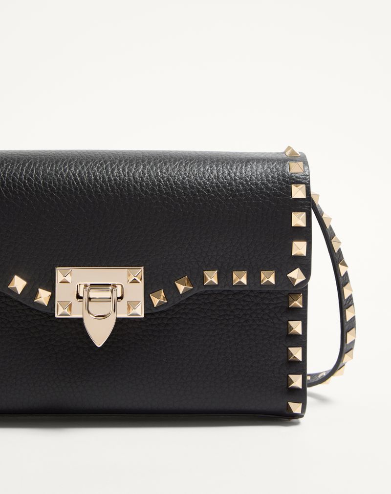 Rockstud lille skuldertaske i kornet kalveskind