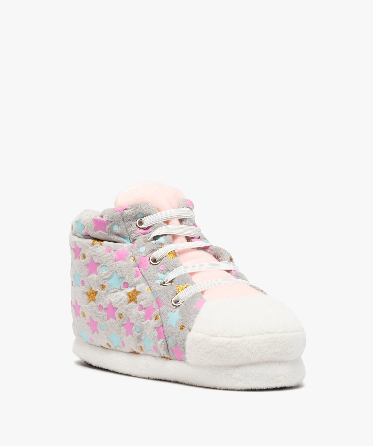 Chaussons fille 3D en forme de baskets montantes gris | GEMO