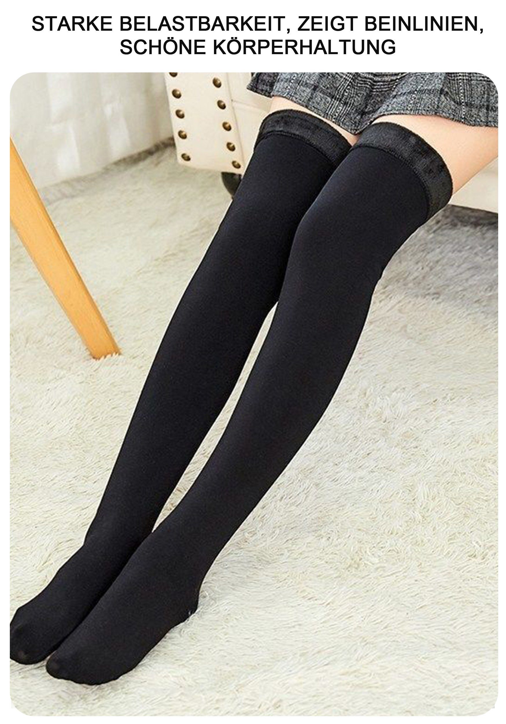 MAGICSHE Beinstulpen Overknee Verdickende Fleece Gefütterte Beinwärmer (2-St)