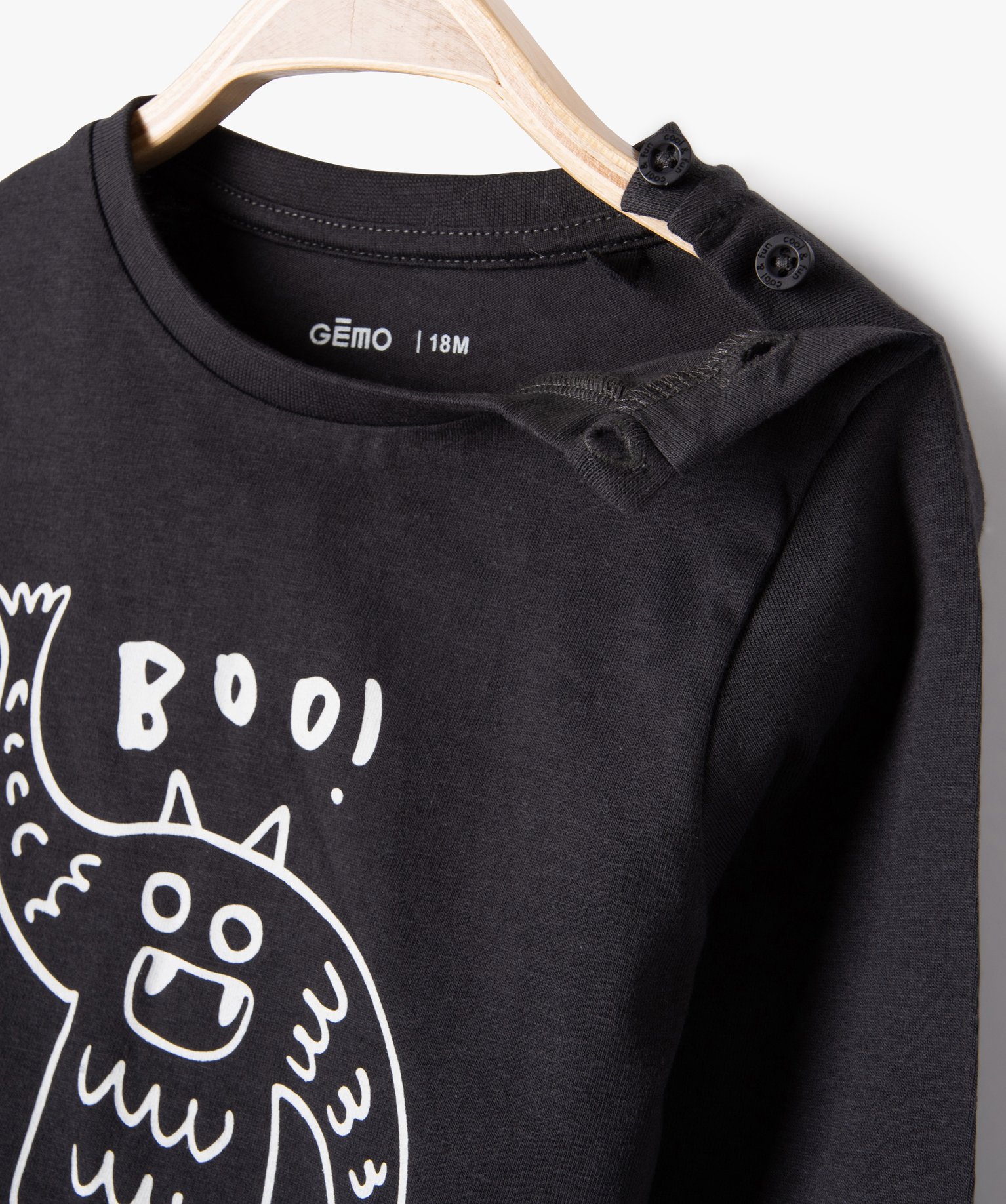 Tee-shirt à manches longues et message humoristique bébé ... noir | GEMO