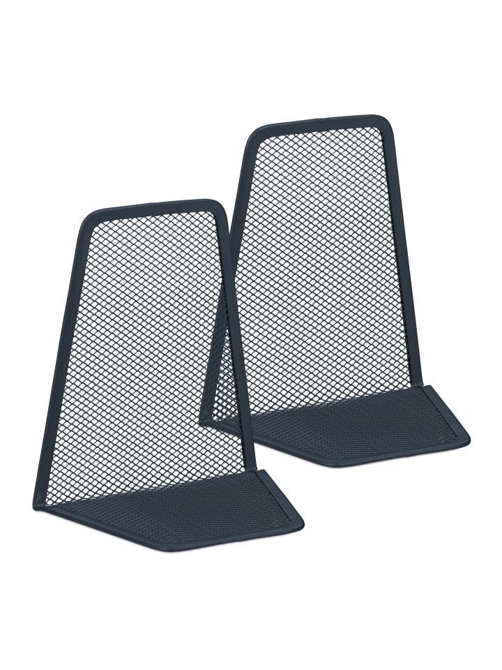 relaxdays 2 x Buchstütze in Anthrazit - (B)9 x (H)14 x (T)12,5 cm günstig kaufen onesize