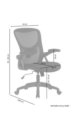 byLIVING Drehstuhl Flow (1 St), moderner Bürostuhl, hohe Rückenlehne u. atmungsaktivem Netzstoffbezug