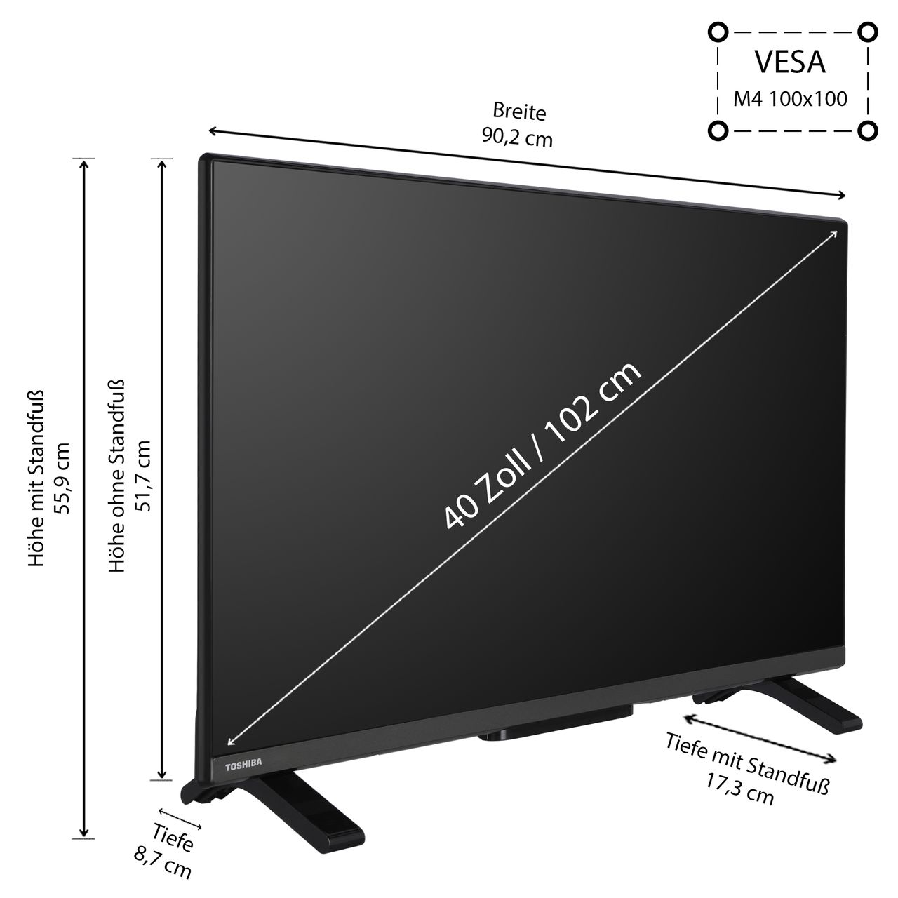 Toshiba Toshiba 40LV2E63DA 40 Zoll Fernseher / VIDAA Smart TV (Full HD, HDR, Triple-Tuner)