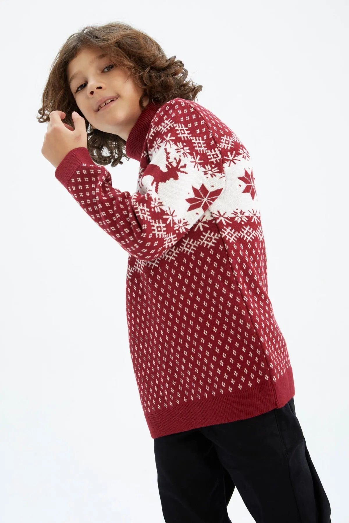 DeFacto  Rollkragenpullover mit Weihnachtsmotiv für Jungen