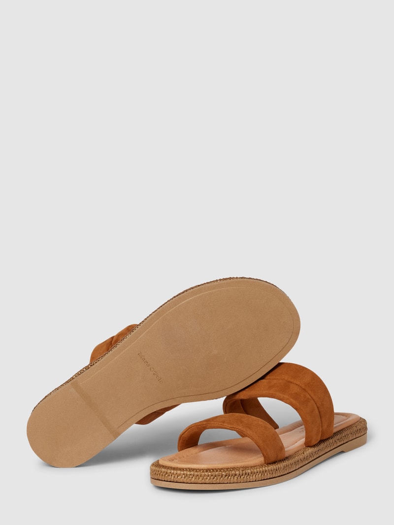 Pantoletten aus Leder mit breiten Riemen Modell 'TORI' in cognac