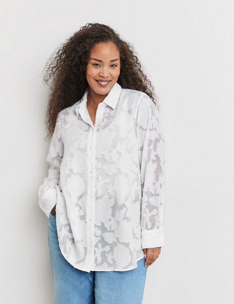 Bluse mit transparentem Blumenmuster