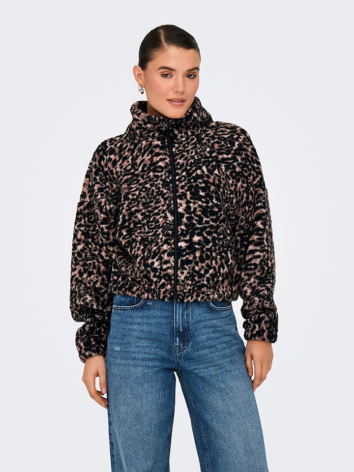 ONLY Fleecejacke in Schwarz/ Braun günstig kaufen