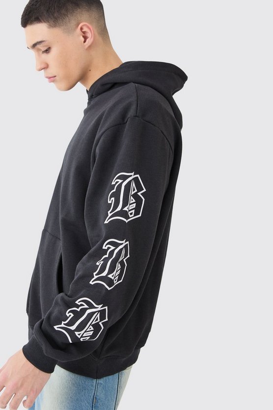 Oversize Hoodie mit Gothic B Print