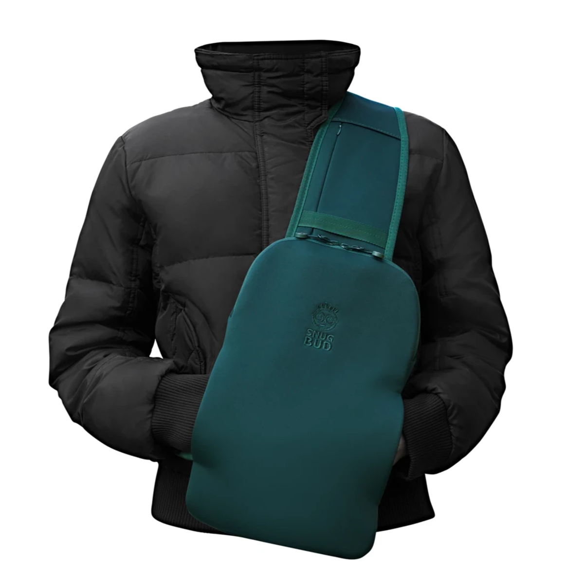 Snugbud Classic grün/brauner Rucksack mit Wärmflasche
