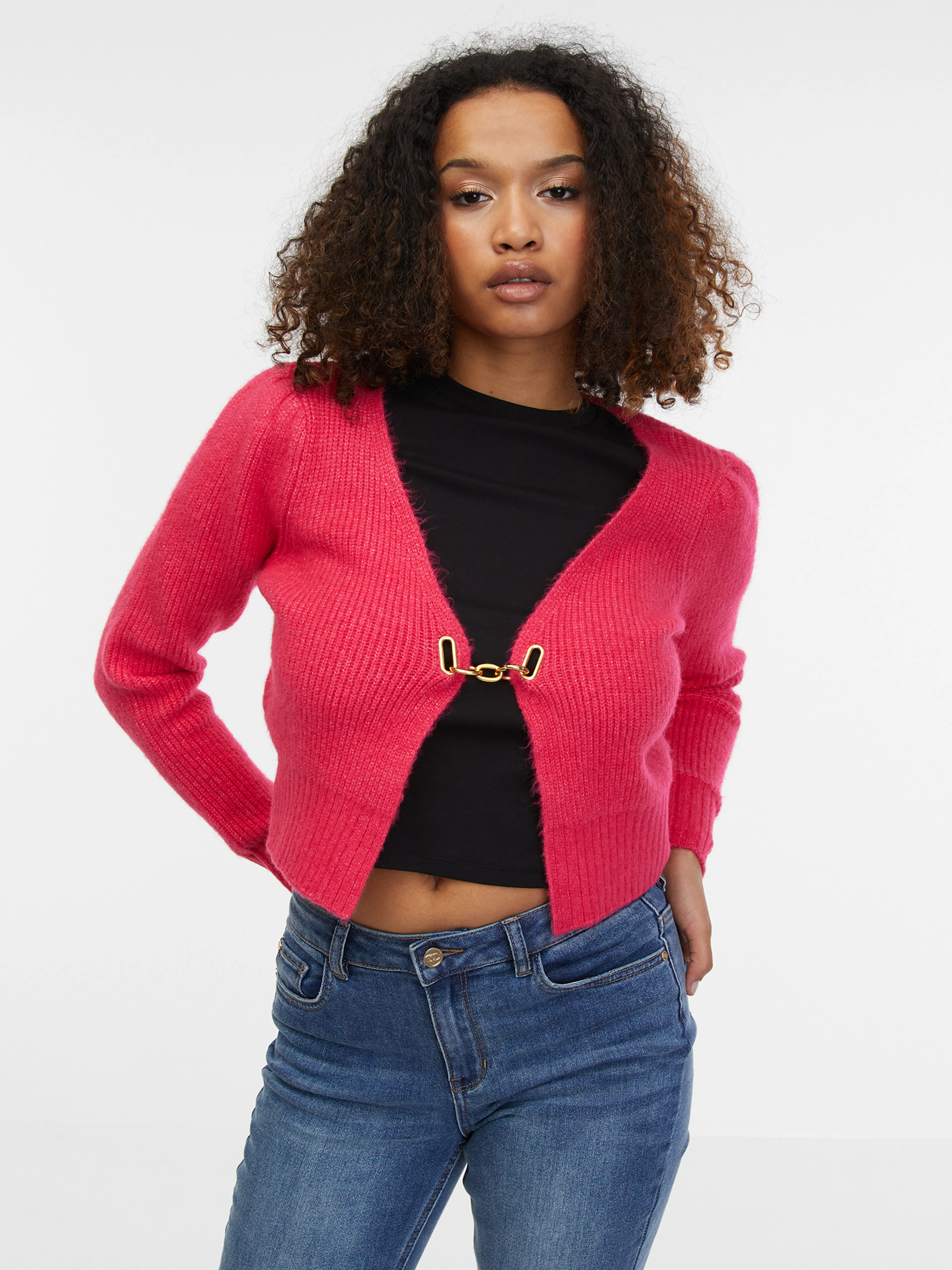 Rosa Damen-Strickjacke mit Wolle ORSAY