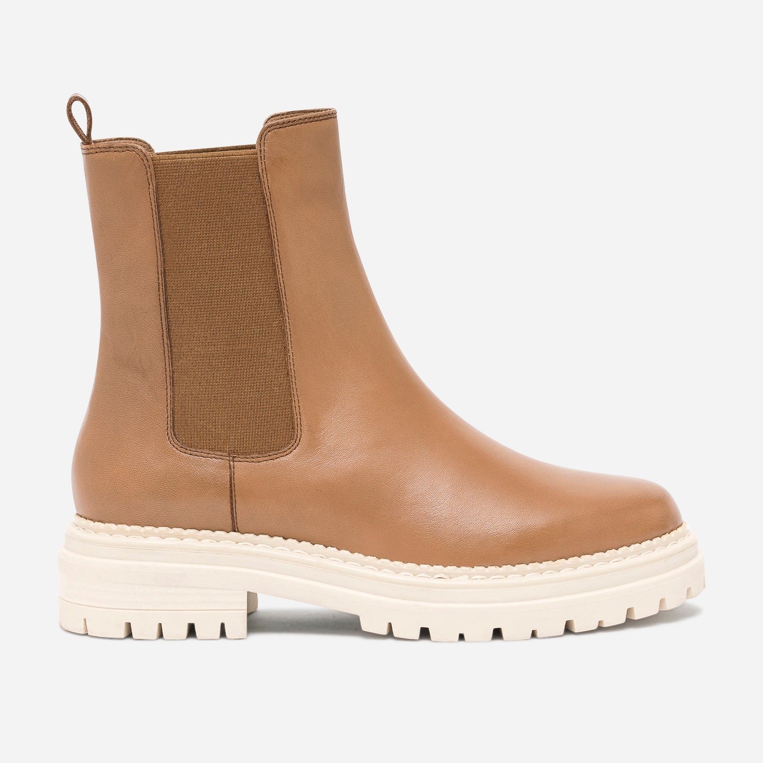 Chelsea boots TEXTO camel en cuir à semelle crantée