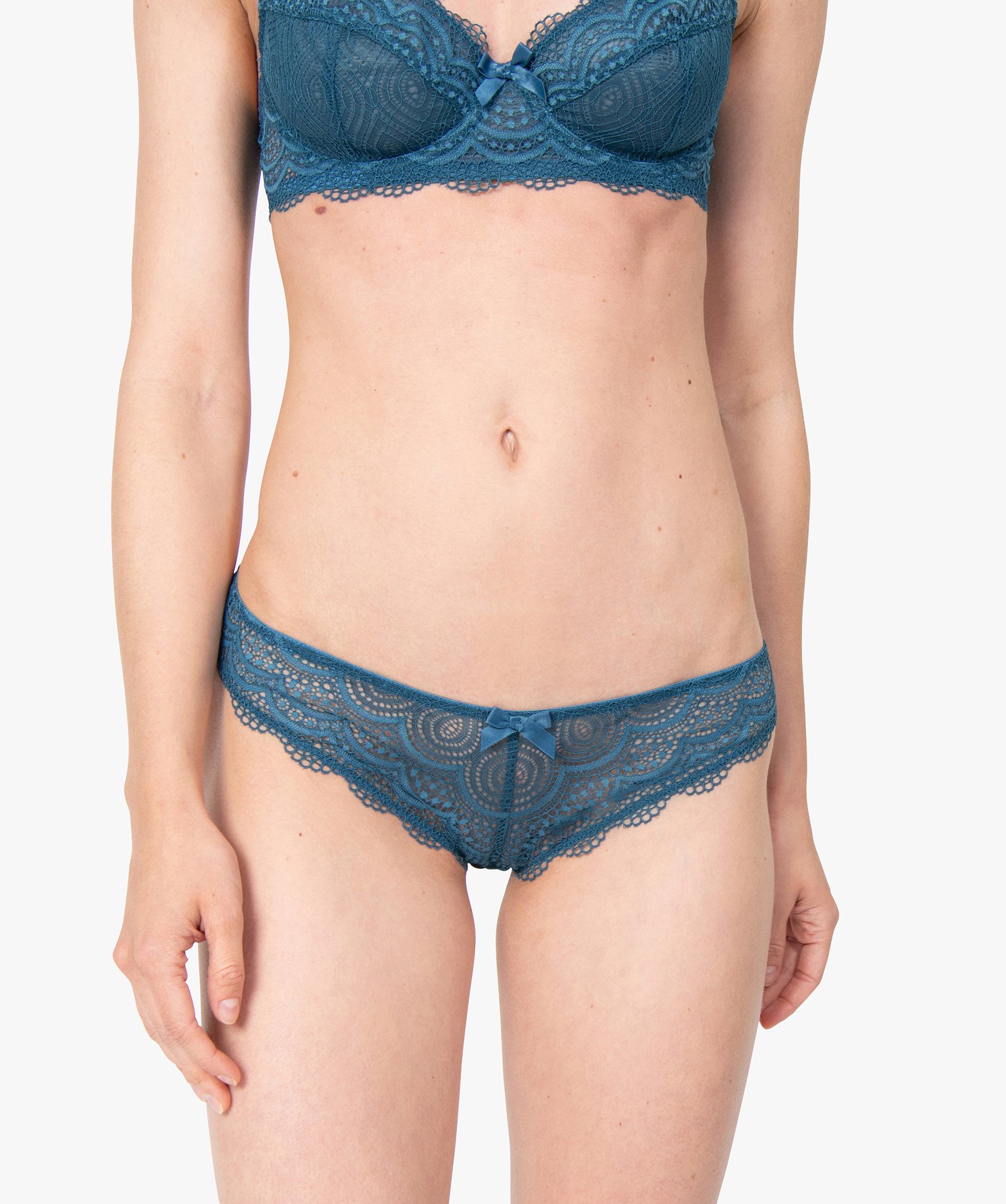 Culotte en dentelle et tulle femme (lot de 2) bleu | GEMO