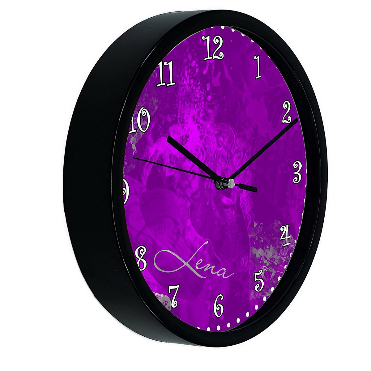 Kinder Wanduhr personalisiert mit Name Traum Lila