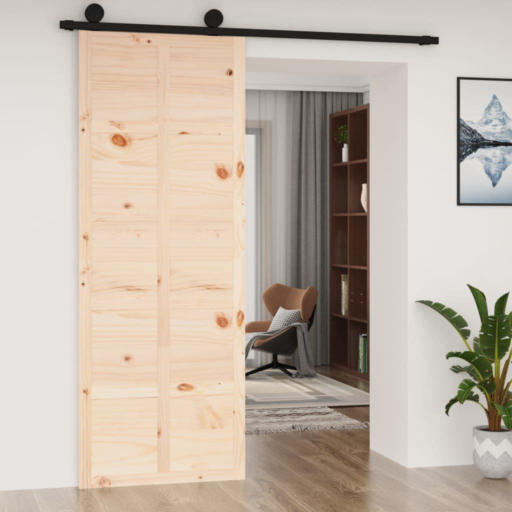 vidaXL Schiebetür Scheunentür 80x1,8x214 cm Massivholz Kiefer (1-St)