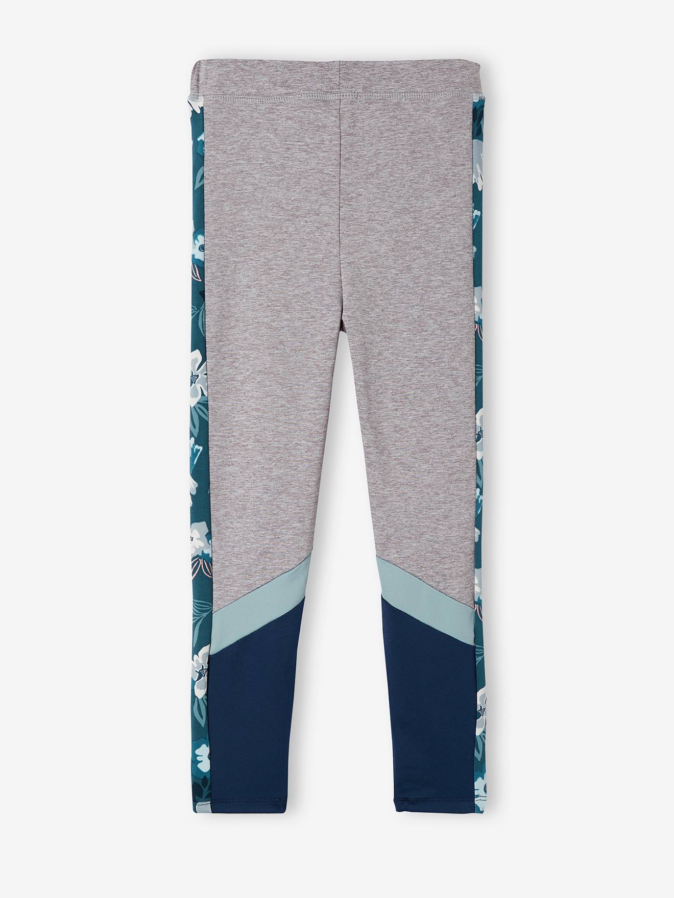 Legging de sport fille en matière technique gris