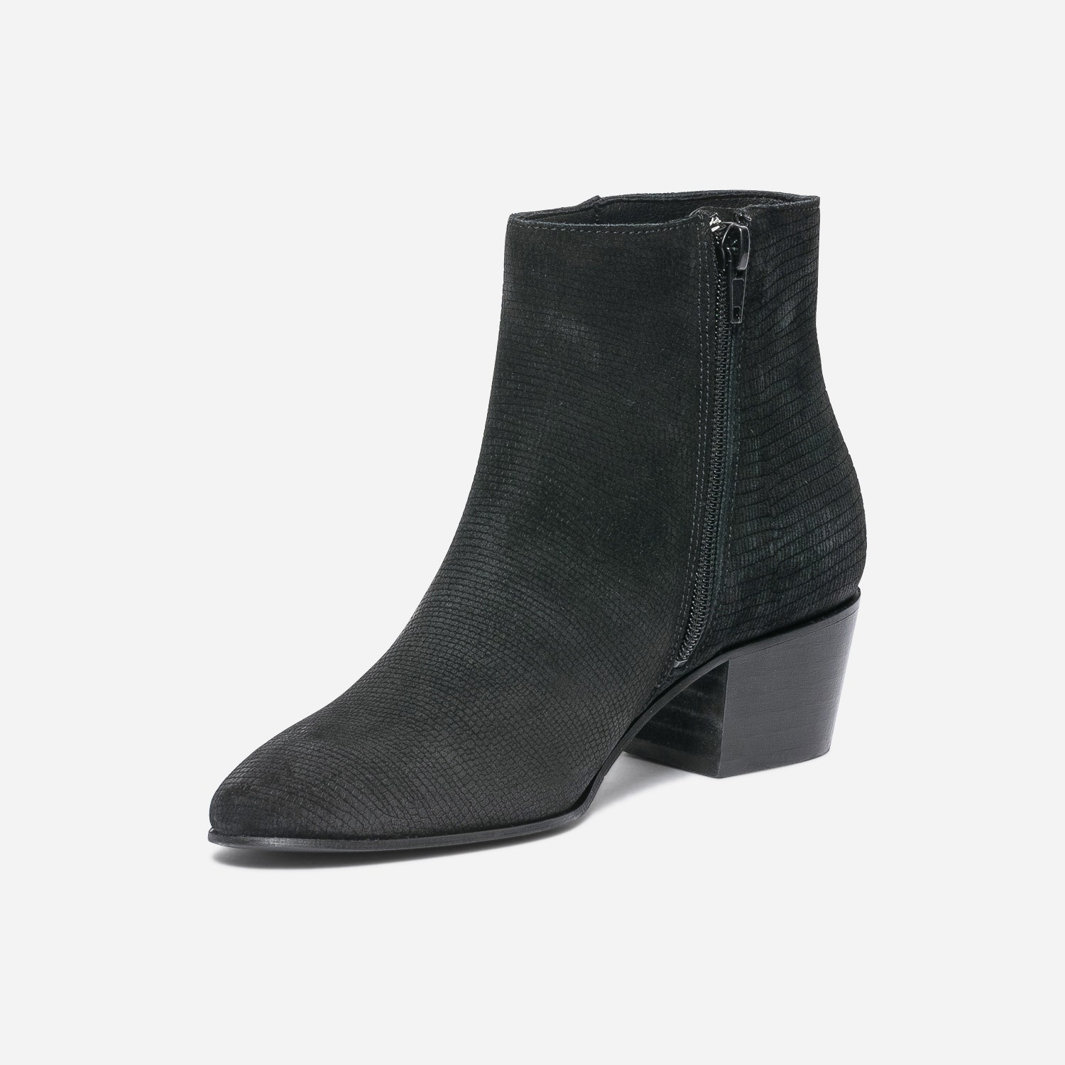Boots TEXTO noir éco-conçu cuir velours embossé
