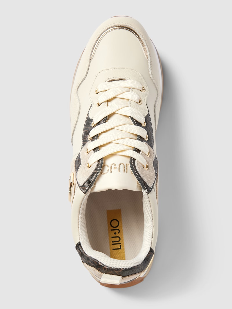 Sneaker mit Label-Print in beige