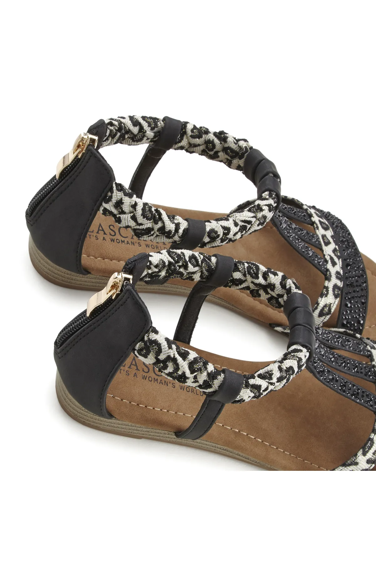 LASCANA  Sandalette - Schwarz - Flacher Absatz