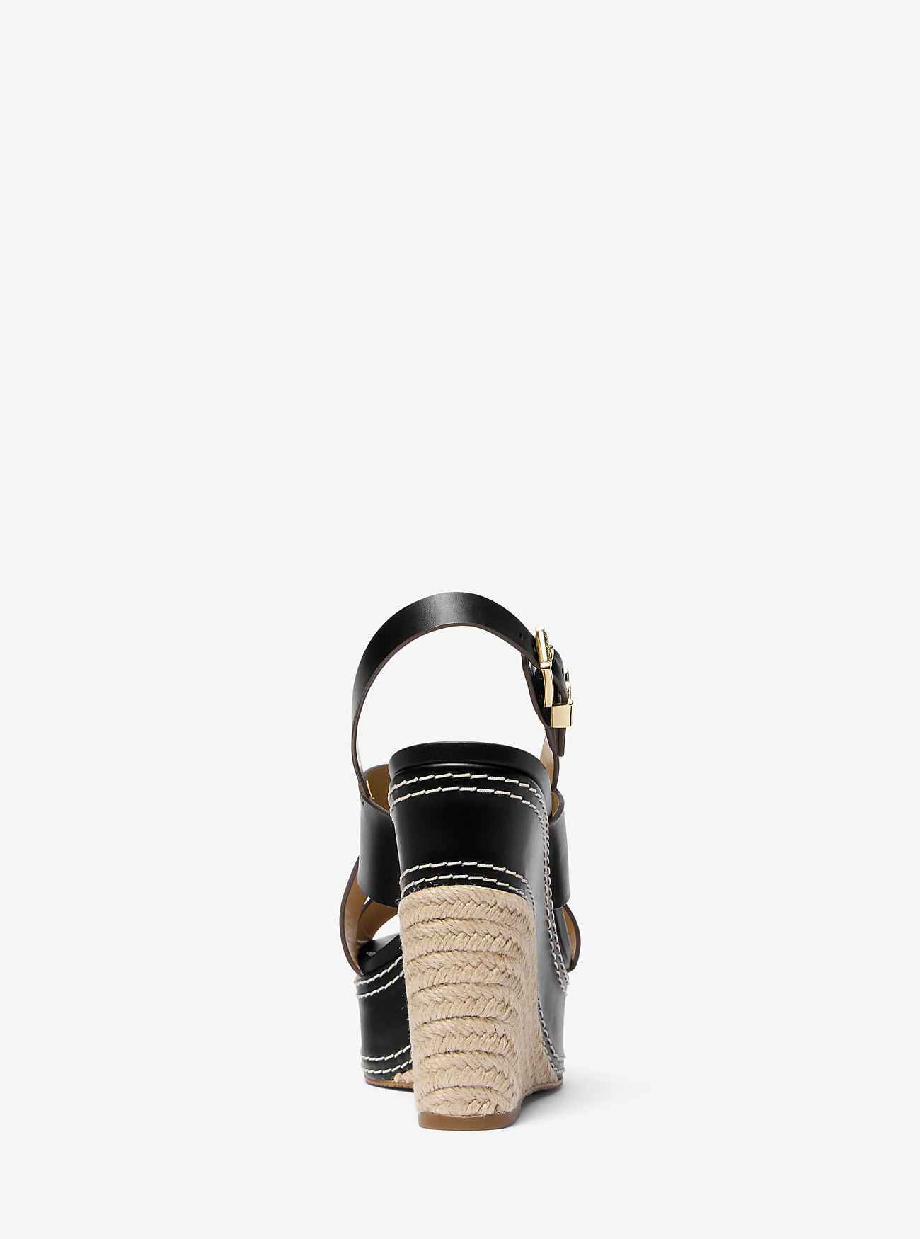 Nora Leather Wedge Sandal - BLACK