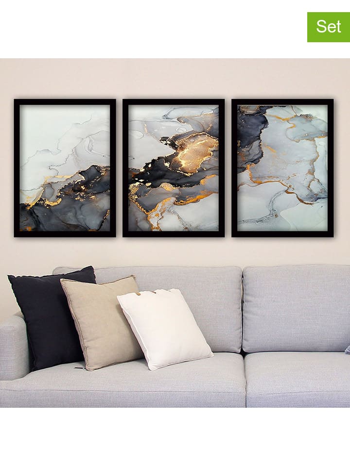 wall addiction 3er-Set: Gerahmte Holz-Kunstdrucke günstig kaufen 35x45 cm