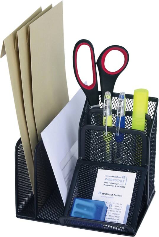 Wedo Schreibtisch-Organizer Mesh 65501, schwarz, 4 Fächer, 158x145x135mm