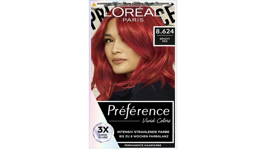 L'Oréal Préférence Vivid Colors Haarfarbe 8.624 - bright red