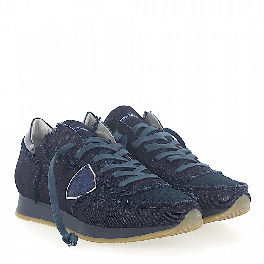 Philippe Model - Sneaker low Veloursleder Fransen Logo dunkelblau - blau