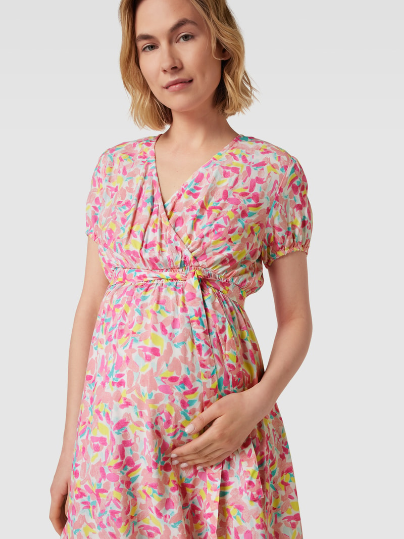 Umstands-Kleid aus Viskose mit Allover-Muster Modell 'Casey' in pink