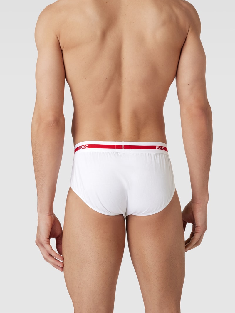 Slip mit elastischem Logo-Bund im 3er-Pack in weiß