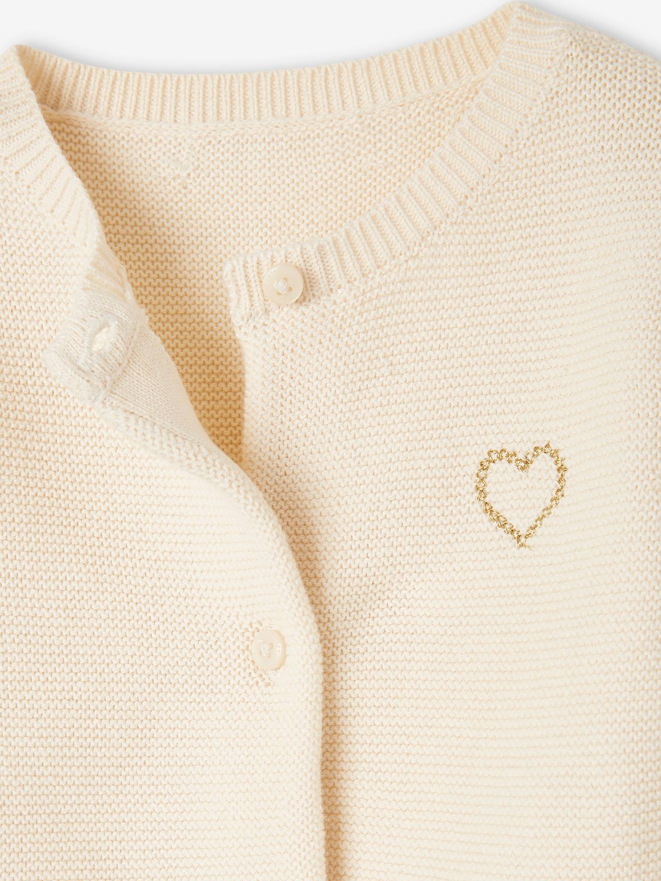 Cardigan broderie dorée coeur bébé BASICS encre