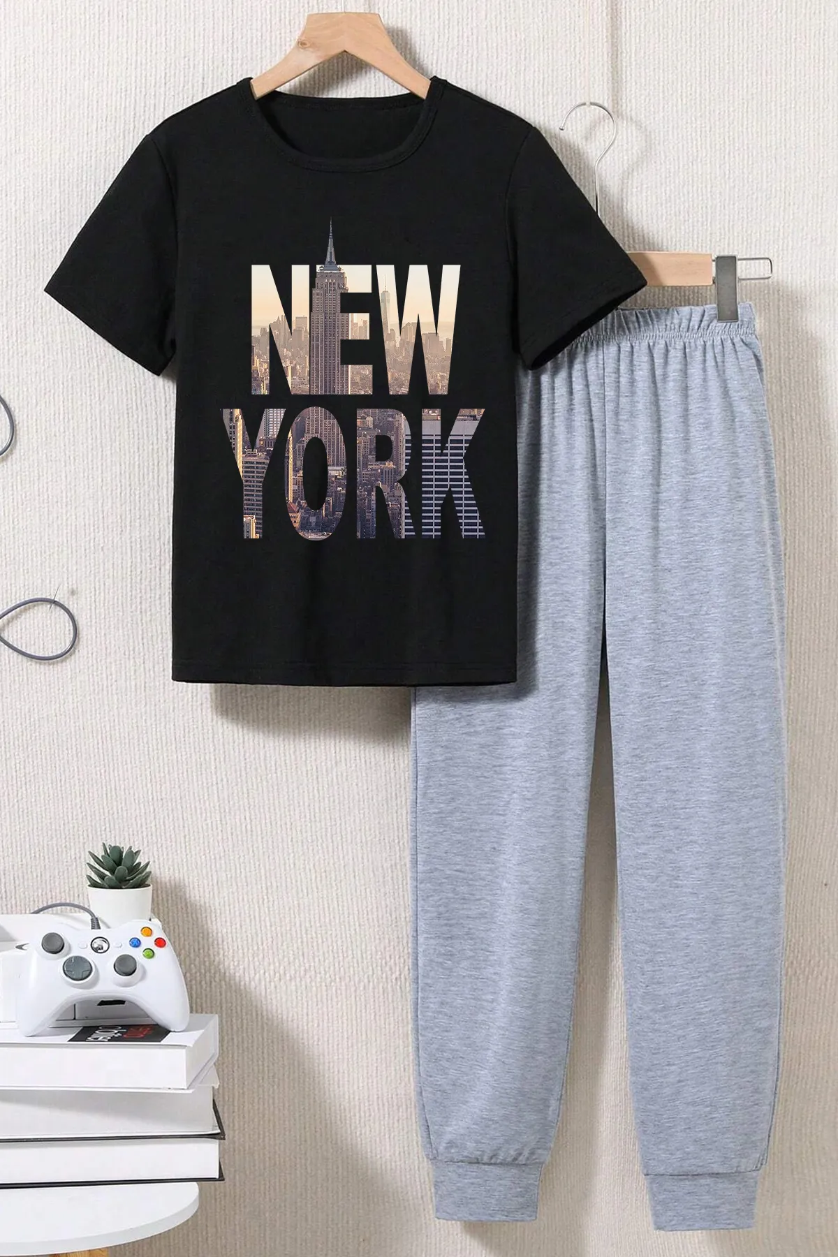 uyguntarz  New York Trainingsanzugset für Kinder, Unterteil und Oberteil