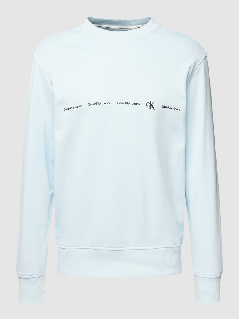 Sweatshirt mit Logo-Print Modell 'REPEAT' in hellblau