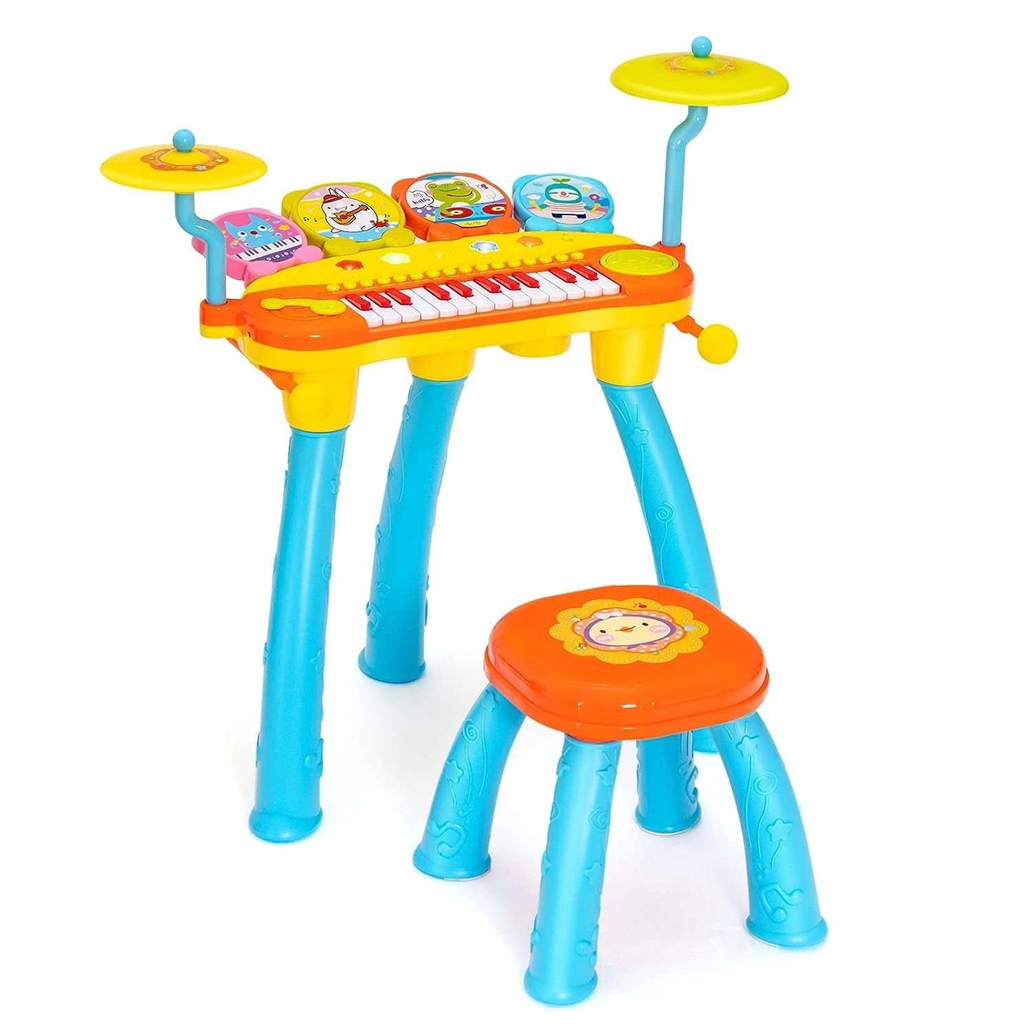 KOMFOTTEU Keyboard Kinder, mit Lichtern & Soundeffekten