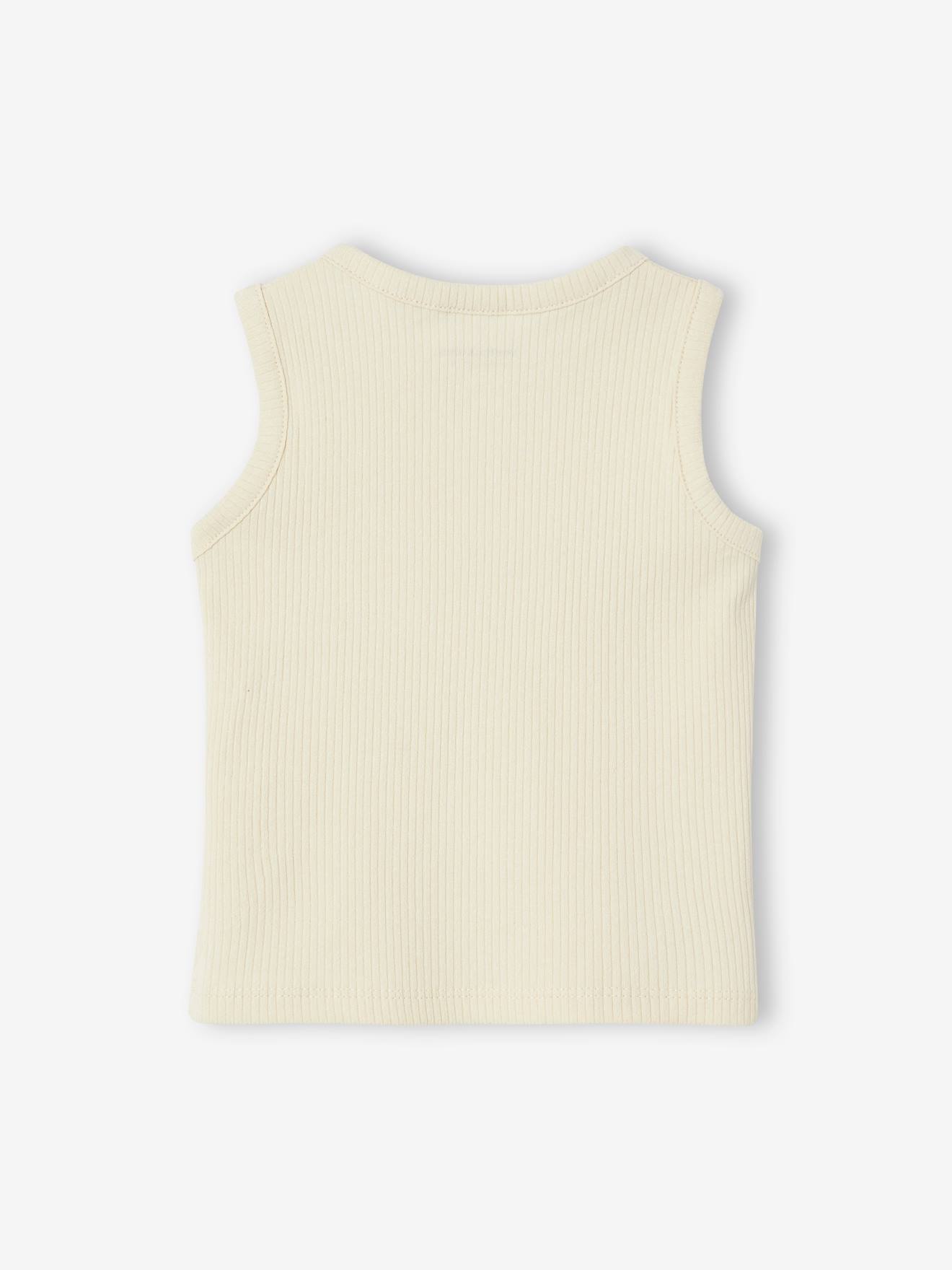 Vertbaudet Geripptes Baby Top Oeko-Tex - wollweiß
