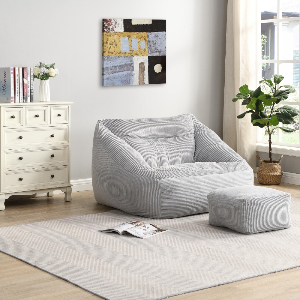 Home Deluxe Sitzsack Hocker COZY - Hellgrau