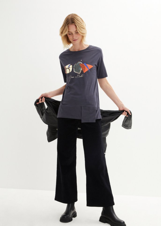 T-Shirt mit Tasche, 3/4 Arm