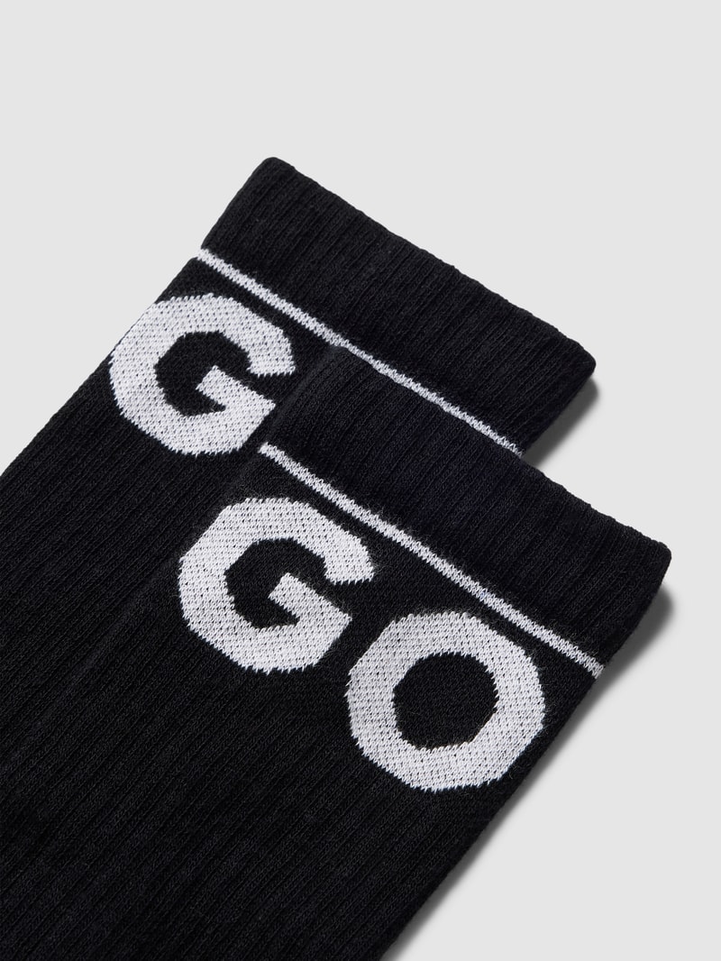 Socken mit Label-Stitching im 2er-Pack in schwarz