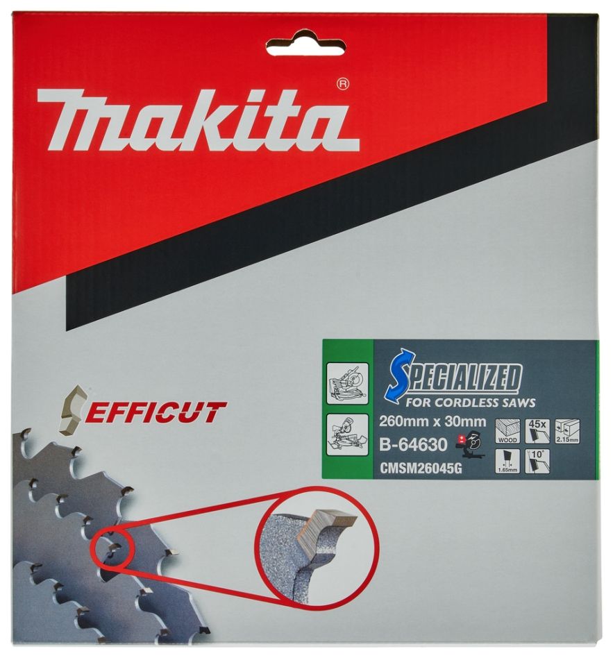 Brzeszczot do piły tarczowej Makita Accessories B-64630 HM Specialized 260 x 30 x 45T