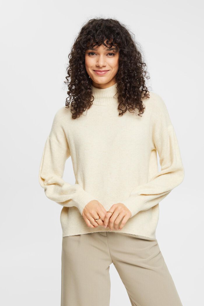 Wollmix-Pullover mit Stehkragen