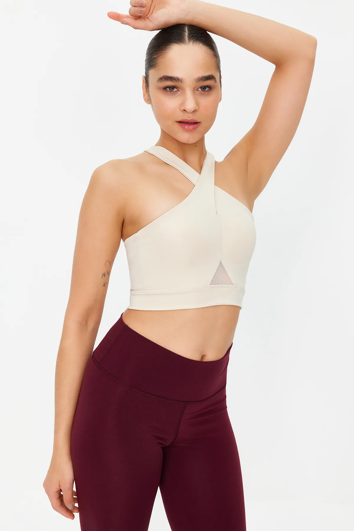 Trendyol Collection  Stone Supported/Shaping Tüll Detailgestrickter Sport-BH THMSS23SS00023